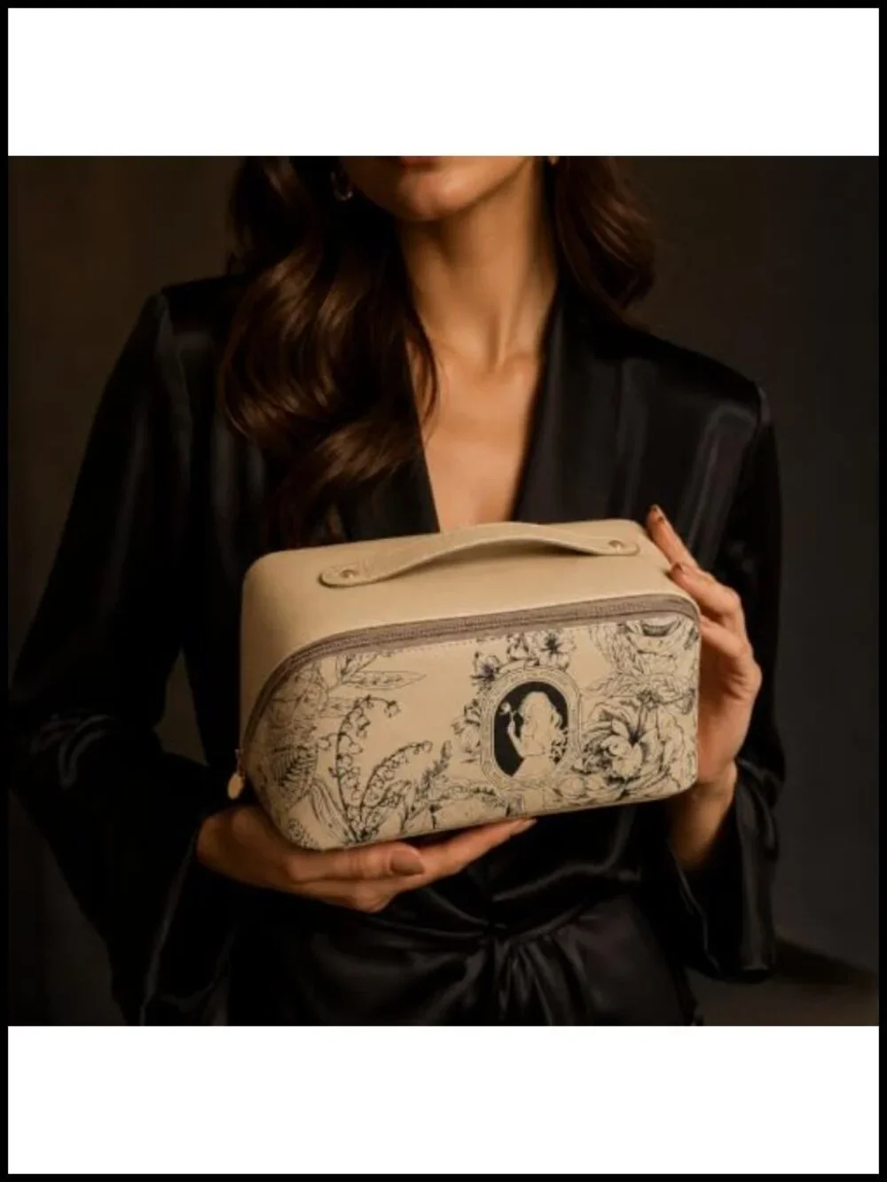 Large Capacity Waterproof PU Leather Travel Makeup Bag with Brush Pouch